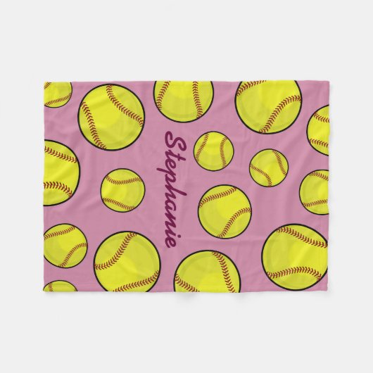 Softball-Fan-Name-Rosa Fleecedecke (Vorderseite (Horizontal))