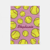Softball-Fan-Name-Rosa Fleecedecke (Vorderseite)