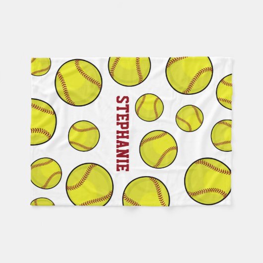 Softball-Fan-Name-Weiß Fleecedecke (Vorderseite (Horizontal))