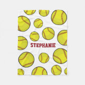 Softball-Fan-Name-Weiß Fleecedecke (Vorderseite)