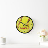 Softball-Fan Runde Wanduhr (Zuhause)