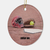 Softball-Fänger-Masken-Weihnachtsverzierung Keramikornament (Links)
