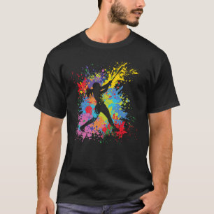 Softball-Farbspritzer Spaß Softball-Spielerin Mädc T-Shirt