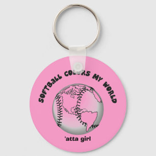 Softball färbt meine Welt Schlüsselanhänger