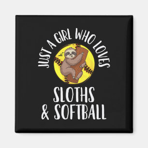 Softball Faultier Nur Ein Mädchen Das Faultiere Un Magnet