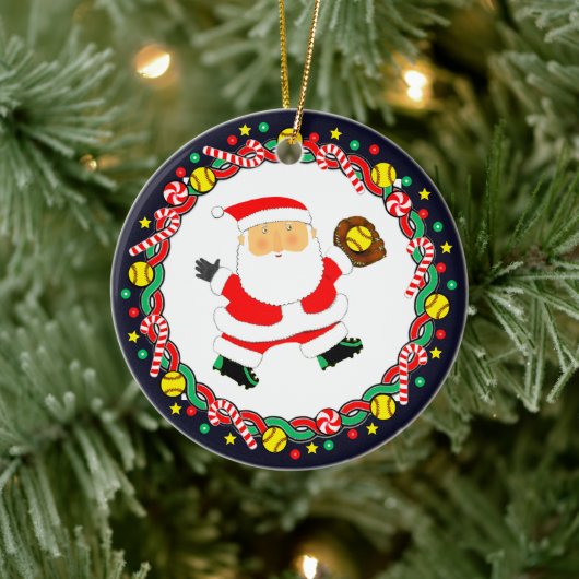 Softball-Feiertagsgeschenk Keramik Ornament (Baum)