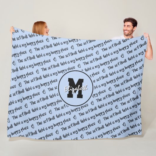 Softball Feld mein glücklicher Platz hellblau JEDE Fleecedecke (Beispiel)
