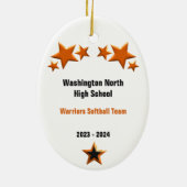 Softball Female Blonde Black & Orange Keramik Ornament (Hinten)