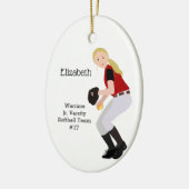 Softball Female Blonde Red & Black Keramik Ornament (Links)