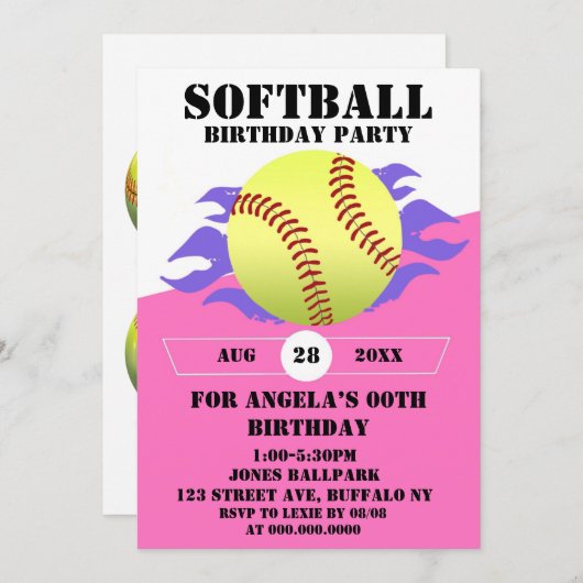 Softball Fire Birthday Party (Vorne/Hinten)