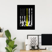 Softball-Flag mit Softball-Spielern Poster (Heimbüro)