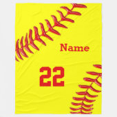 Softball Fleece Decken mit NAME und NUMMER (Vorderseite)