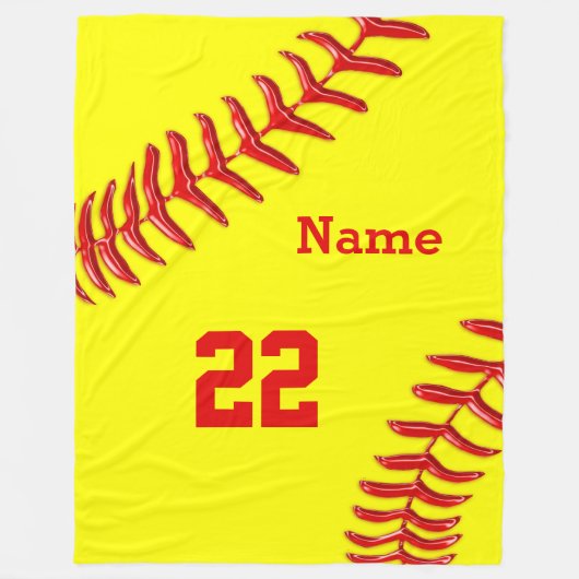 Softball Fleece Decken mit NAME und NUMMER (Vorderseite)