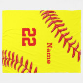 Softball Fleece Decken mit NAME und NUMMER (Vorderseite (Horizontal))