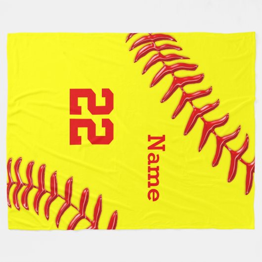 Softball Fleece Decken mit NAME und NUMMER (Vorderseite (Horizontal))