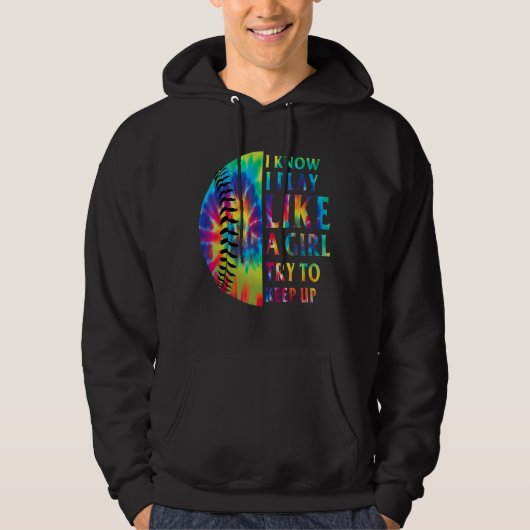 Softball für Mädchen - Softball-Gefärbte Krawatte Hoodie (Vorderseite)