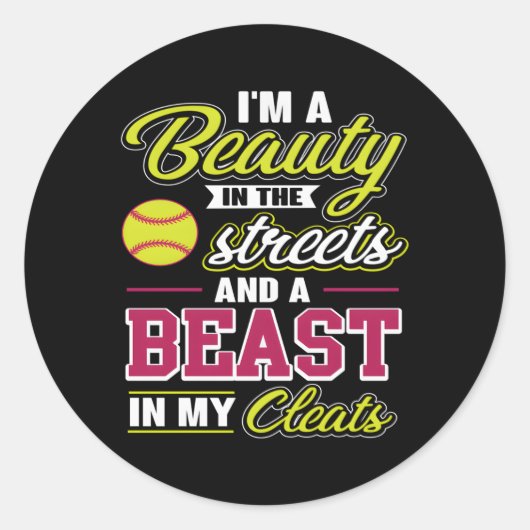 Softball für Softball-Spieler Runder Aufkleber (Vorderseite)