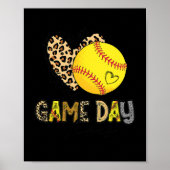 Softball Game Day Vibes Leopard Software Mama Game Poster (Vorne)