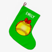 Softball gebunden mit einem Bogen Großer Weihnachtsstrumpf (Vorderansicht (hängend))