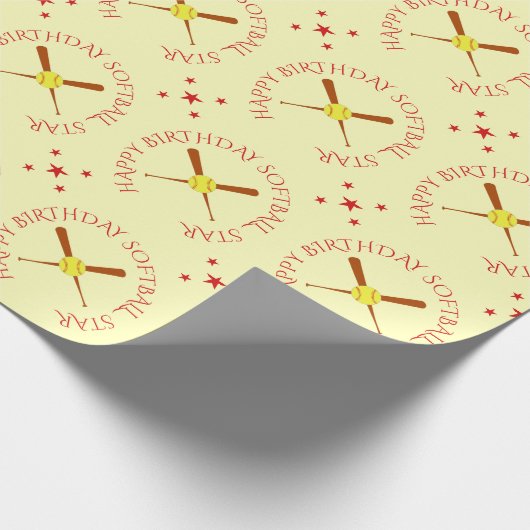 Softball Geburtstagscreme Geschenkpapier (Ecke)