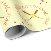 Softball Geburtstagscreme Geschenkpapier (Rolleneckpunkt)