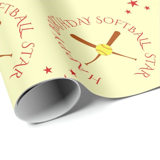 Softball Geburtstagscreme Geschenkpapier (Rolleneckpunkt)