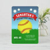 Softball-Geburtstagseinladung Einladung (Stehend Vorderseite)