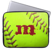 Softball gelbes schnelles Pitc Monogramm 15" Laptopschutzhülle (Vorderseite)