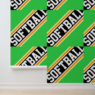 SOFTBALL-gezinkte, hellgrüne, gelbe schwarze Strei Tapete