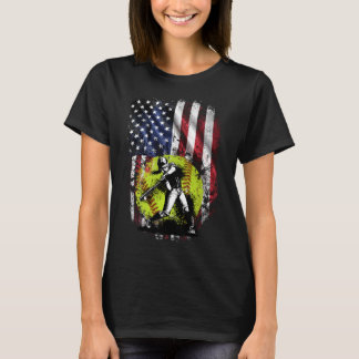Softball Girl American Flag - 4. Juli Sport T-Shirt