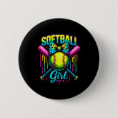 Softball Girl Drip Funny Softball Player Button (Vorderseite)