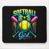 Softball Girl Drip Funny Softball Player Mousepad (Vorne)
