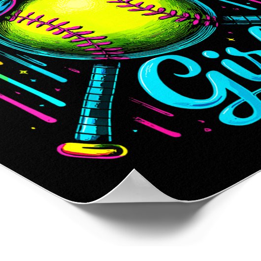 Softball Girl Drip Funny Softball Player Poster (Ecke)