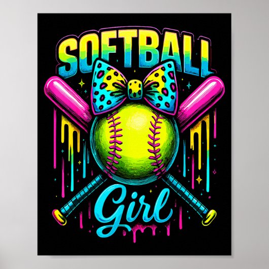 Softball Girl Drip Funny Softball Player  Poster (Vorne)