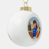 Softball Girl Keramik Kugel-Ornament (Links)