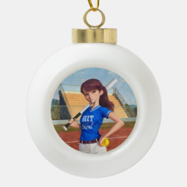 Softball Girl Keramik Kugel-Ornament