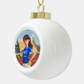 Softball Girl Keramik Kugel-Ornament (Rechts)