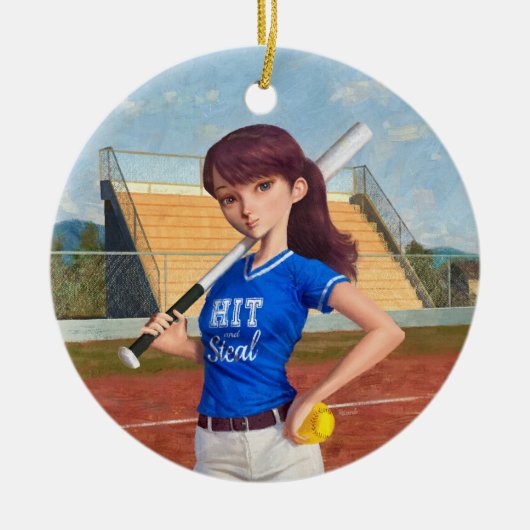Softball Girl Keramik Ornament (Vorne)