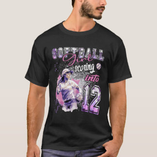 Softball Girl Scoring in 12 - Ladys Birthday T-Shirt