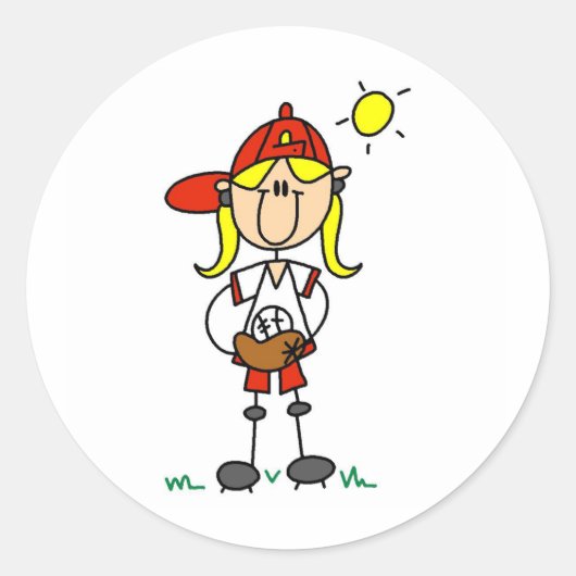 Softball-Girl-Sticker Runder Aufkleber (Vorderseite)