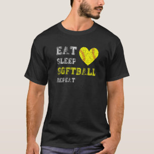 Softball Girls essen schlafende Softball wiederhol T-Shirt
