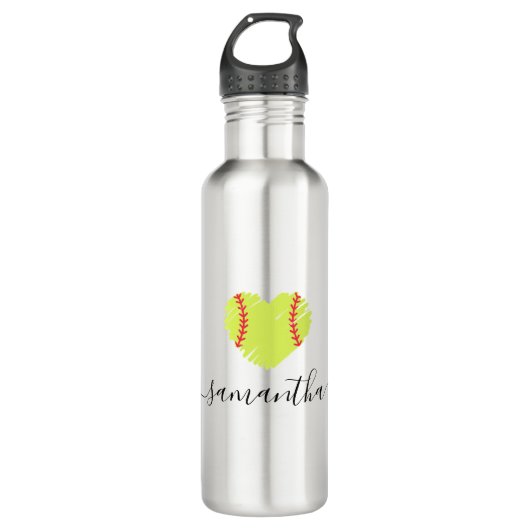 Softball Girls Frauen Personalisiert Edelstahlflasche (Vorderseite)