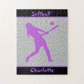 Softball Girls Lila & Silver Sparkle Puzzle (Vertikal)