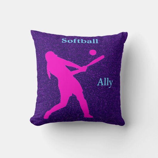 Softball Girls Lila Sparkle Kissen (Vorderseite)