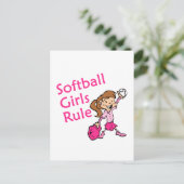 Softball-Girls-Regel Postkarte (Stehend Vorderseite)