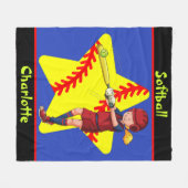 Softball Girls Star Batter Swing Personalisiert Fleecedecke (Vorderseite (Horizontal))