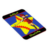 Softball Girls Star Batter Swing Personalisiert Magnet (Rechte Seite)