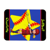 Softball Girls Star Batter Swing Personalisiert Magnet (Horizontal)