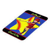 Softball Girls Star Batter Swing Personalisiert Magnet (Linke Seite)
