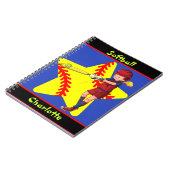 Softball Girls Star Batter Swing Personalisiert Notizblock (Linke Seite)